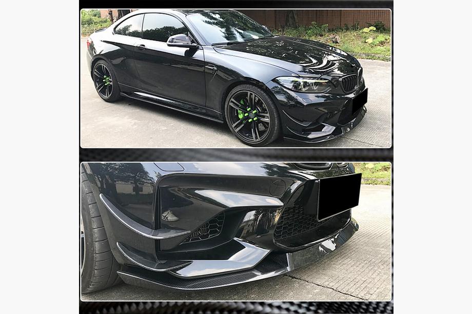 BMW 2 Series F22/F23 2014-2021 Nakładka na przedni zderzak Lip V5 (do F87 M2, Carbon) Zdjęcia 8