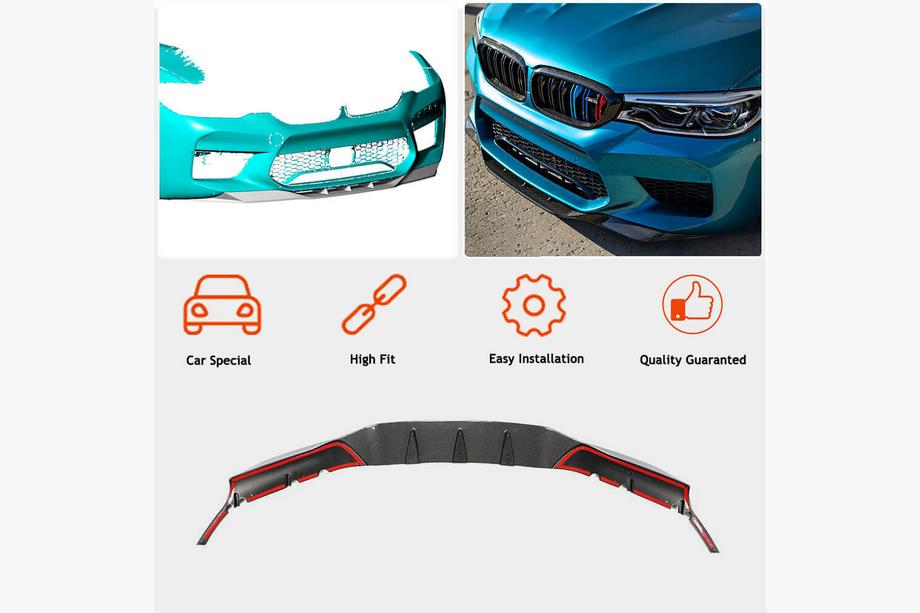 BMW Seria 5 G30/G31 2017–2023 Nakładka na Zderzak Przedni Lip V4 do M5 F90 2017-2020 Carbon Zdjęcia 2