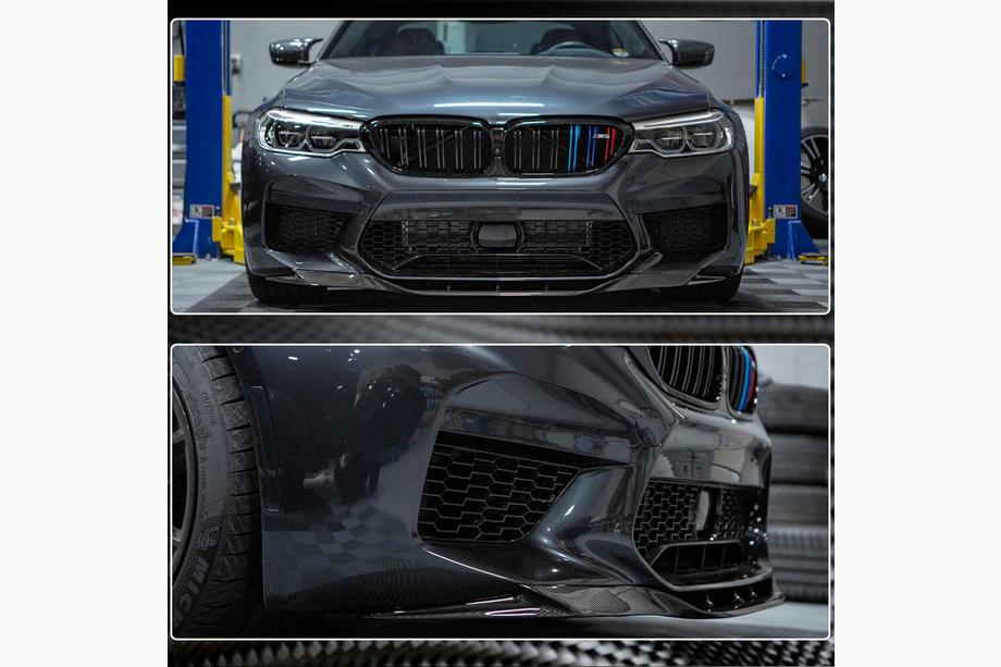 BMW Seria 5 G30/G31 2017–2023 Nakładka na Zderzak Przedni Lip V4 do M5 F90 2017-2020 Carbon Zdjęcia 4