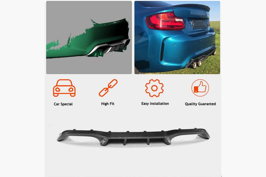 BMW 2 Series F22/F23 2014-2021 Dyfuzor Tylny V6 (do F87 M2/M2C, Carbon) Zdjęcia 2