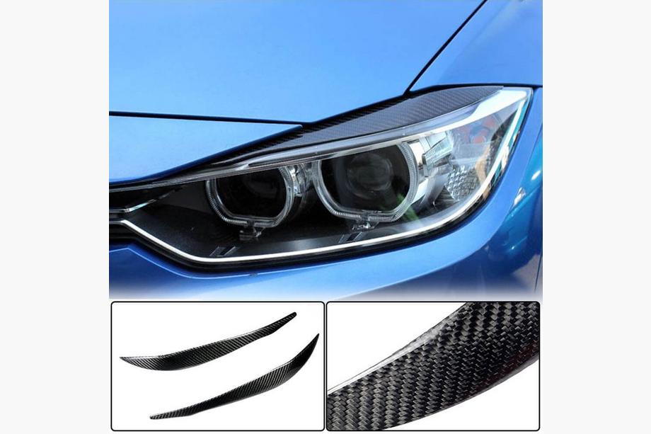 BMW 3 Series F30/F31 2012-2019 Brewki na Reflektory V2 (do F30, Carbon) Image
