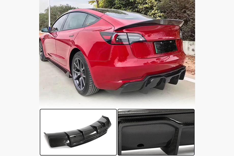 Tesla Model 3 2017- Dyfuzor Tylny V2 (2017-2023, Carbon) Image