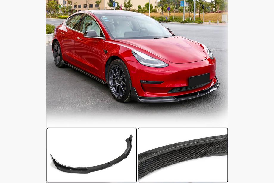 Tesla Model 3 2017- Nakładka na Przedni Zderzak Lip V1 (2017-2023, Carbon) Image