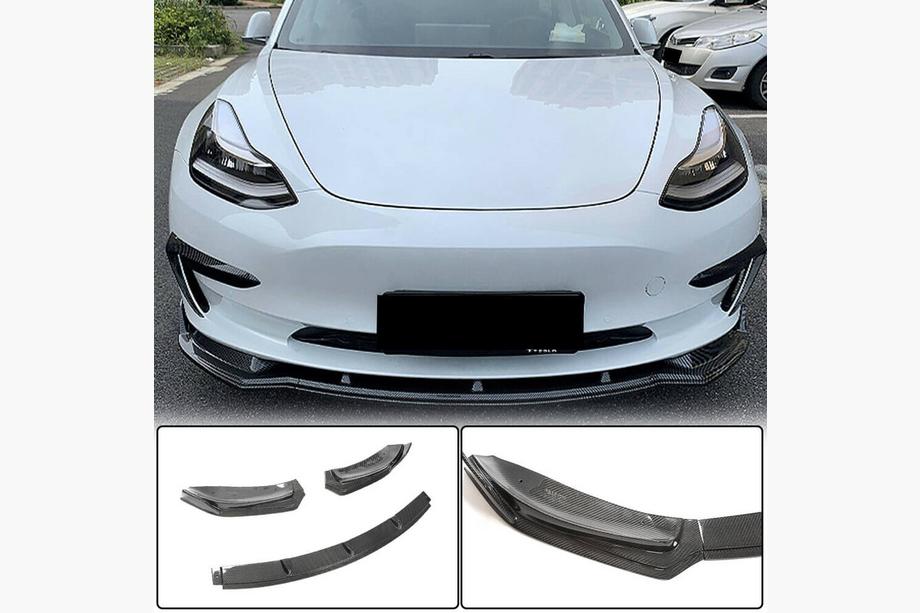 Tesla Model 3 2017- Nakładka na Przedni Zderzak Lip V5 (2017-2023, Carbon) Image