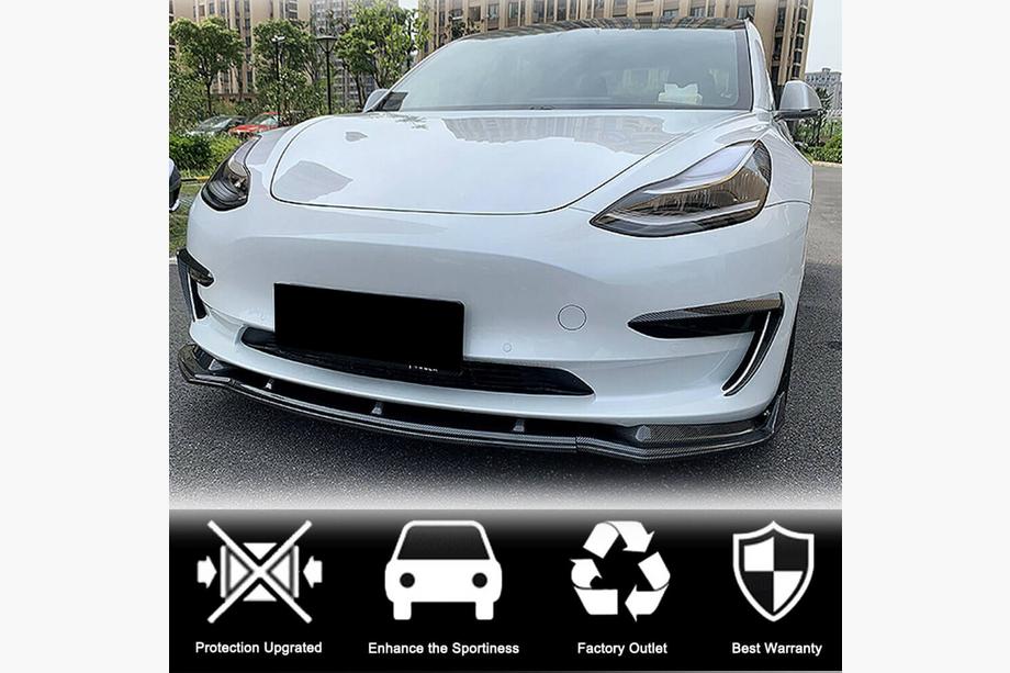 Tesla Model 3 2017- Nakładka na Przedni Zderzak Lip V5 (2017-2023, Carbon) Zdjęcia 2