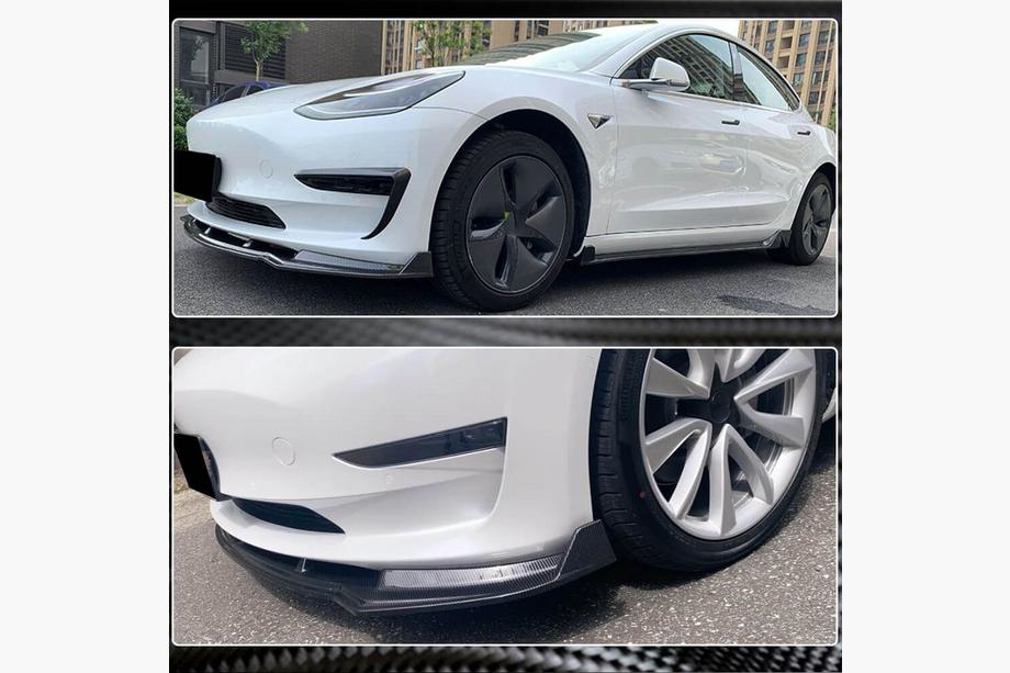 Tesla Model 3 2017- Nakładka na Przedni Zderzak Lip V5 (2017-2023, Carbon) Zdjęcia 3