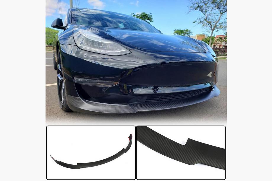 Tesla Model 3 2017- Nakładka na Przedni Zderzak Lip V6 (2017-2023, Carbon) Image