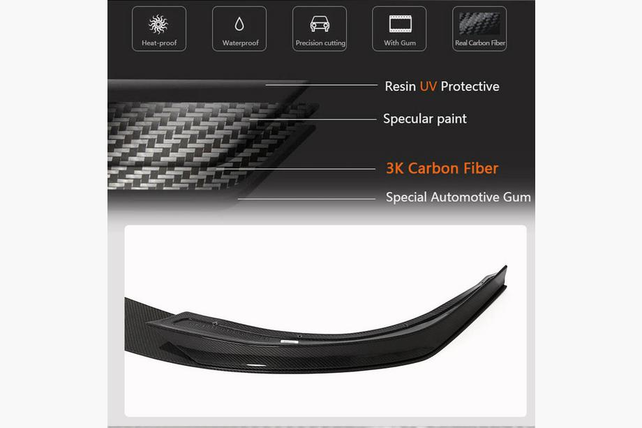 Tesla Model S 2012– Nakładka na Przedni Zderzak Lip V2 (2021+, Carbon) Zdjęcia 3