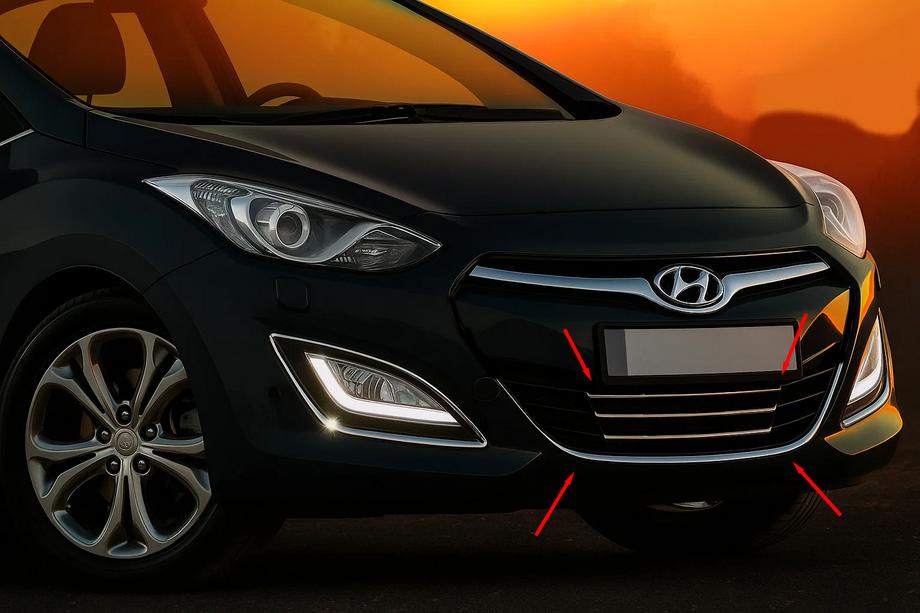 Hyundai I-30 2012-2017 Nakładki na dolną kratkę i obramowanie STYLE (stal nierdzewna) Zdjęcia 1