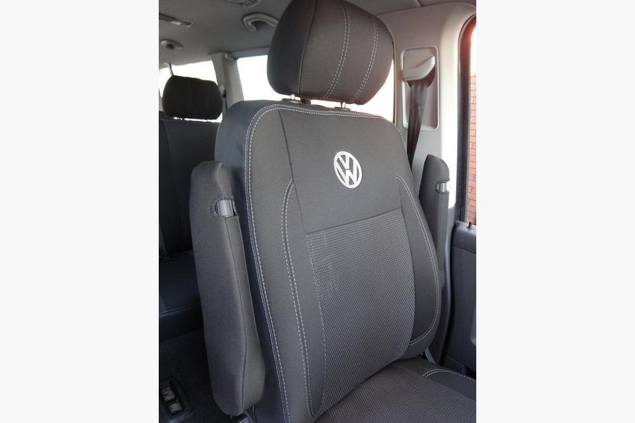 Volkswagen T5 Transporter 2003-2010 Pokrowce Samochodowe (Skóra Syntetyczna↗Tkanina, Premium) Kompletny Zestaw Wnętrza ↗ Przednie Fotele (1↗1) Zdjęcia 9
