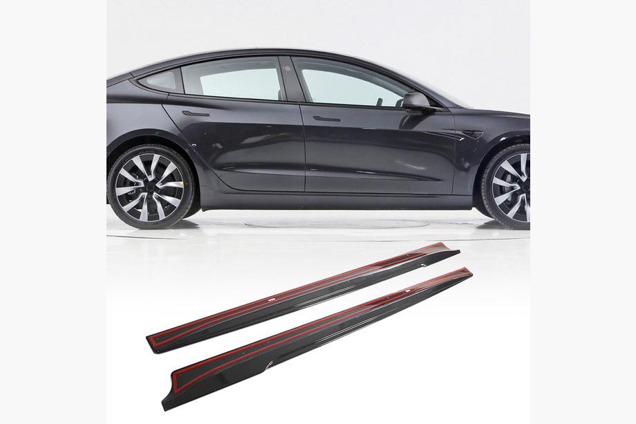 Tesla Model 3 2017- Nakładki Progowe V1 (2017-2023, Carbon) Zdjęcia 1