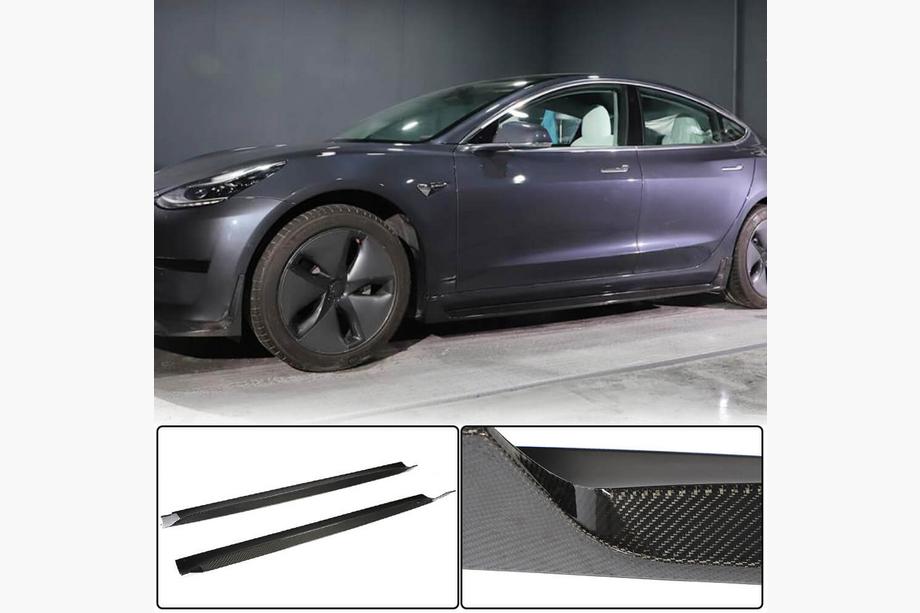 Tesla Model 3 2017- Nakładki Progowe V4 (2017-2023, Carbon) Image