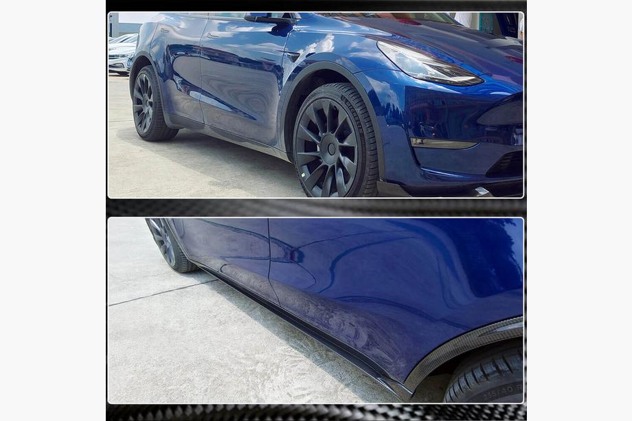 Tesla Model Y 2020- Nakładki progowe Carbon V2 (2019+) Zdjęcia 4