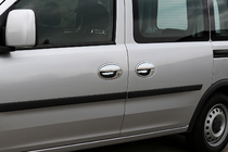 Opel Combo 2002–2012 Chromowane Nakładki na Klameki z Obwódką (2-drzwiowe, Stal Nierdzewna) zdjęcia 1