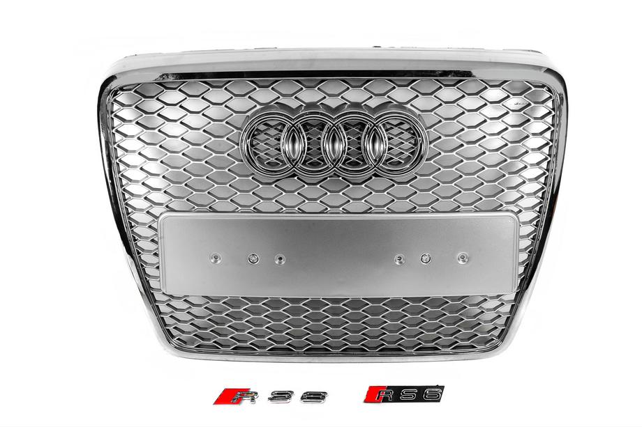 Audi A6 C6 2004-2011 Atrapa Chłodnicy RS-Style (Szary z Chromem) Image