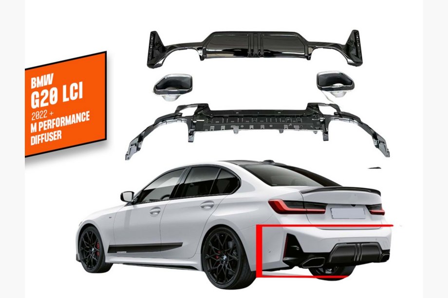 BMW 3 Series G20/G21 2018- Tylny dyfuzor z końcówkami DPT (2022+, M-Performance) Image
