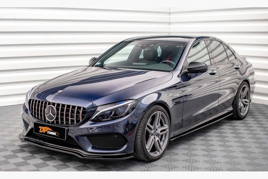 Mercedes C-class W205 2014-2021 Nakładka na przedni zderzak DPT V2 (2014-2018, tylko do AMG-Line, czarny połysk) Zdjęcia 1
