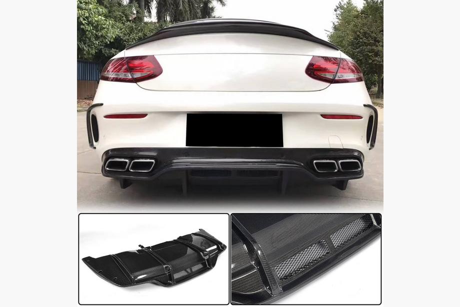 Mercedes C-class W205 2014-2021 Dyfuzor Tylnego Zderzaka V2 (do Coupe/Cabriolet C63 AMG 2015-2019, Carbon) Image
