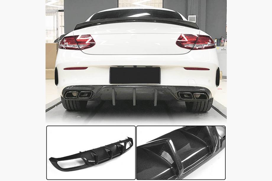 Mercedes C-class W205 2014-2021 Dyfuzor Tylnego Zderzaka V1 do Coupe/Cabriolet C63 AMG 2015-2019 Carbon Image