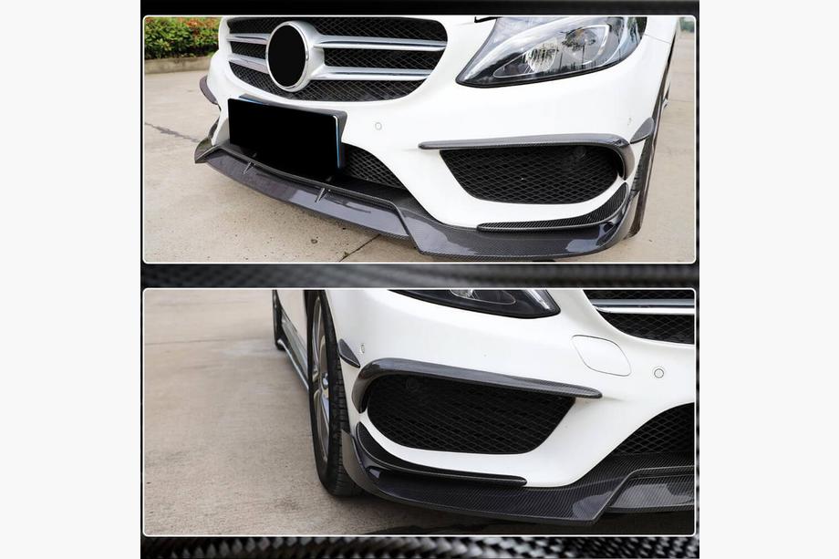 Mercedes C-class W205 2014-2021 Nakładki na przedni zderzak z karbonu do C43 AMG 2015-2019 Zdjęcia 3