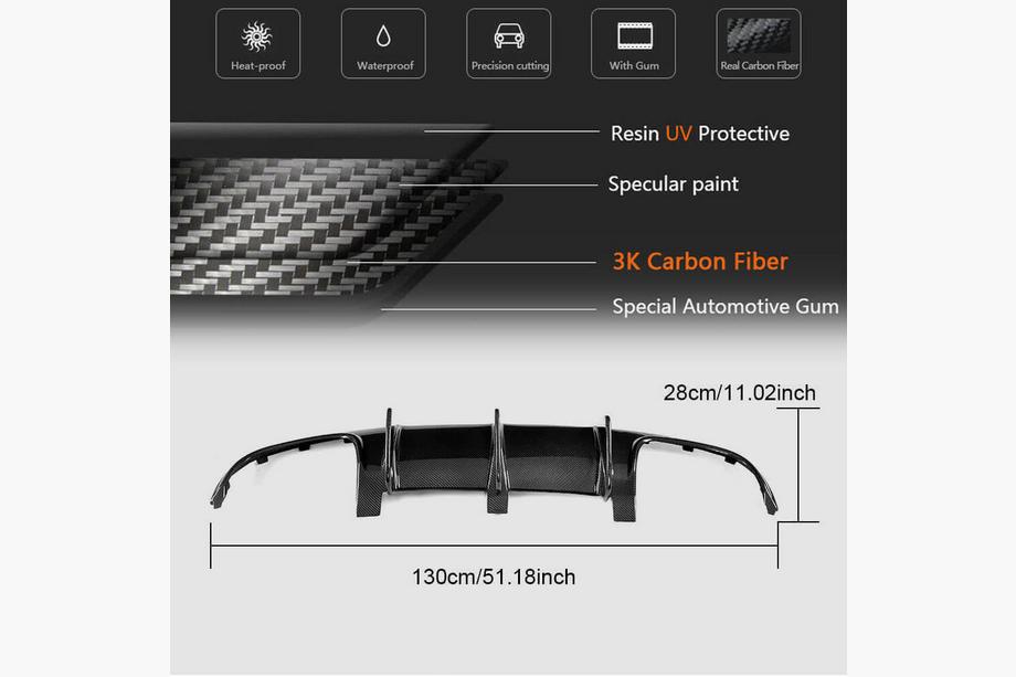Mercedes C-class W204 2007-2015 Dyfuzor Tylnego Zderzaka V1 do AMG SD 2008-2011, Carbon Zdjęcia 6