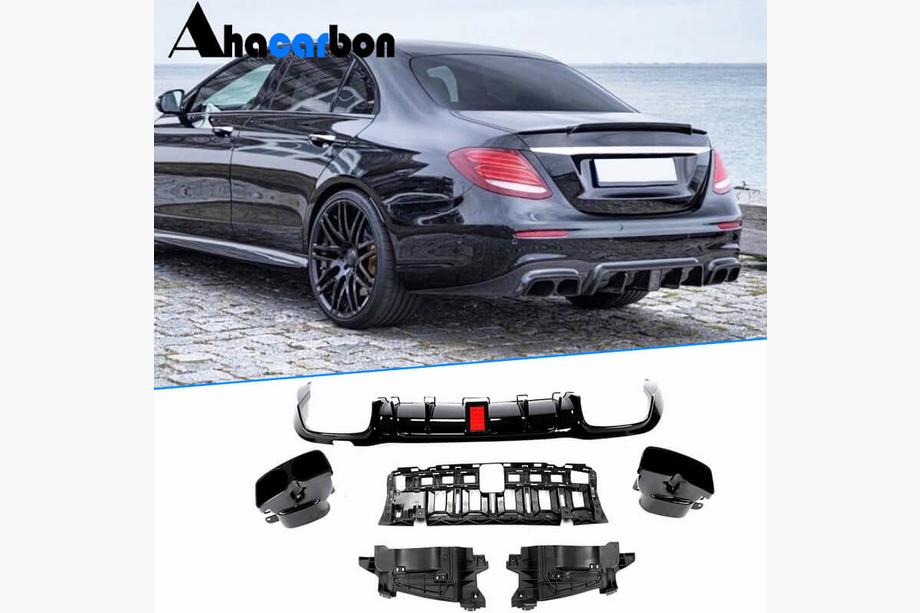 Mercedes E-class W213 2016-2023 Dyfuzor tylnego zderzaka z końcówkami V1 (do AMG/AMG-Line 2016-2019, Carbon) Image