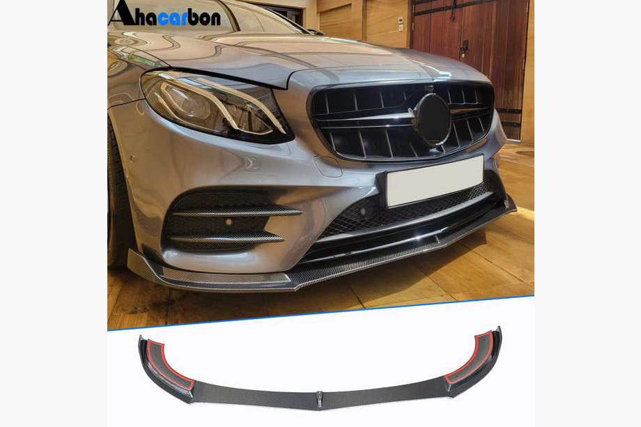 Mercedes E-class W213 2016-2023 Nakładka na Przedni Zderzak Lip V1 do AMG-Line / E43 AMG 2016-2019, Carbon Zdjęcia 1
