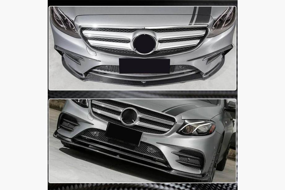 Mercedes E-class W213 2016-2023 Nakładka na Przedni Zderzak Lip V1 do AMG-Line / E43 AMG 2016-2019, Carbon Zdjęcia 4