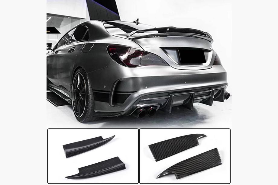 Mercedes CLA C117 2013-2019 Nakładki na tylny zderzak V3 (do AMG-Line / CLA45 AMG SD, Carbon) Image