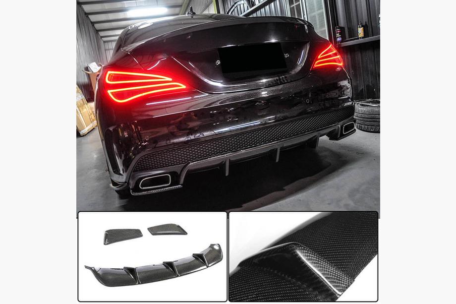 Mercedes CLA C117 2013-2019 Dyfuzor Tylnego Zderzaka V2 (do AMG-Line / CLA45 AMG 2013-2016, Carbon) Image