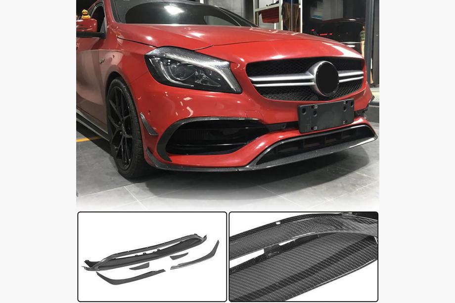 Mercedes A-class W176 2012-2018 Nakładka na Zderzak Przedni Lip (do AMG-Line / A45 AMG HB 2016-2018, Carbon) Image