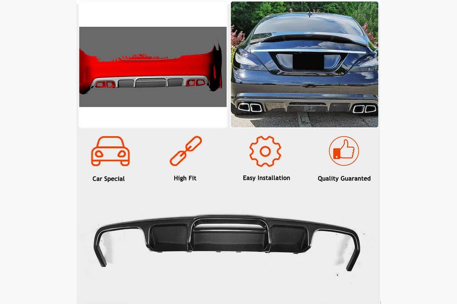 Mercedes CLS C218 2011-2018 Dyfuzor tylnego zderzaka (do Base/CLS63 AMG 2015-2018, Carbon) Zdjęcia 5