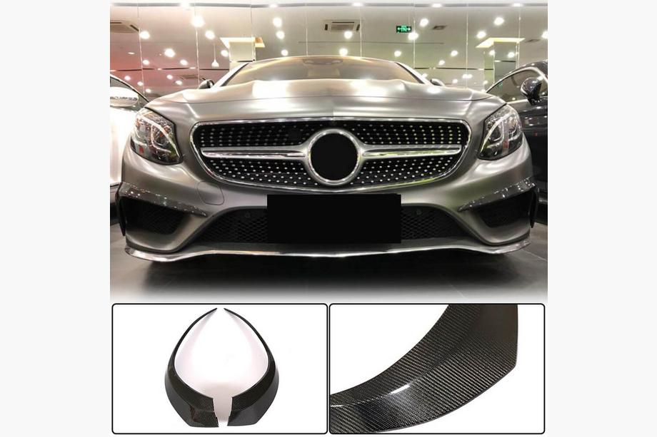 Mercedes S-class C217 Coupe 2014-2020 Nakładki na Przedni Zderzak z Włókna Węglowego (dla AMG-Line 2015-2018) Zdjęcia 2