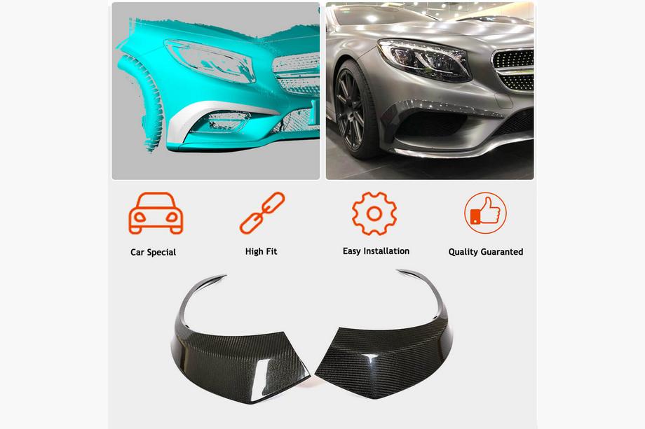 Mercedes S-class C217 Coupe 2014-2020 Nakładki na Przedni Zderzak z Włókna Węglowego (dla AMG-Line 2015-2018) Zdjęcia 3