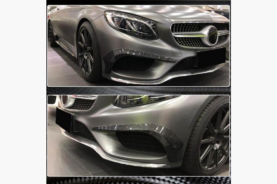 Mercedes S-class C217 Coupe 2014-2020 Nakładki na Przedni Zderzak z Włókna Węglowego (dla AMG-Line 2015-2018) Zdjęcia 5