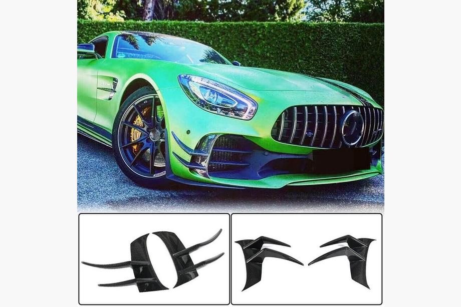Mercedes AMG GT C190/R190 2014-2022 Nakładki na przedni zderzak V2 (do GT R 2016-2019, Suchy Carbon) Image