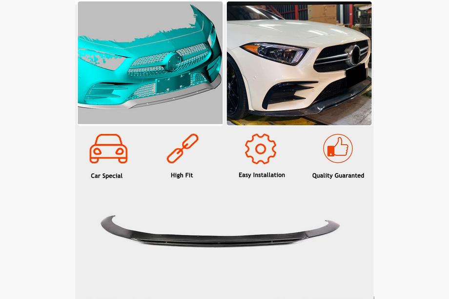 Mercedes CLS C257 2018- Nakładka na przedni zderzak Lip (do AMG/AMG-Line 2018-2020, Carbon) Zdjęcia 2