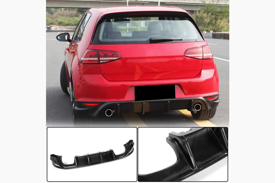 Volkswagen Golf 7/E-Golf 2012-2020 Dyfuzor Tylnego Zderzaka V2 (do Base/GTI HB 2012-2017, Carbon) Image