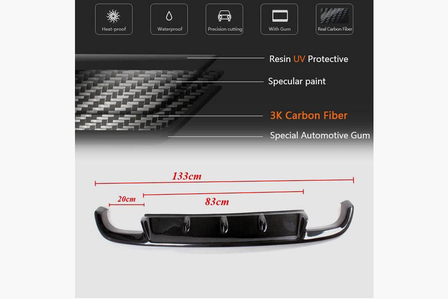 Volkswagen Golf 6 2008-2014 Dyfuzor Tylny Zderzaka V1 do GTI HB 2010-2013 Carbon Zdjęcia 4