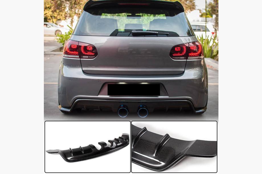 Volkswagen Golf 6 2008-2014 Dyfuzor Tylny Zderzaka V1 do R/R20 HB 2010-2013 Carbon Image