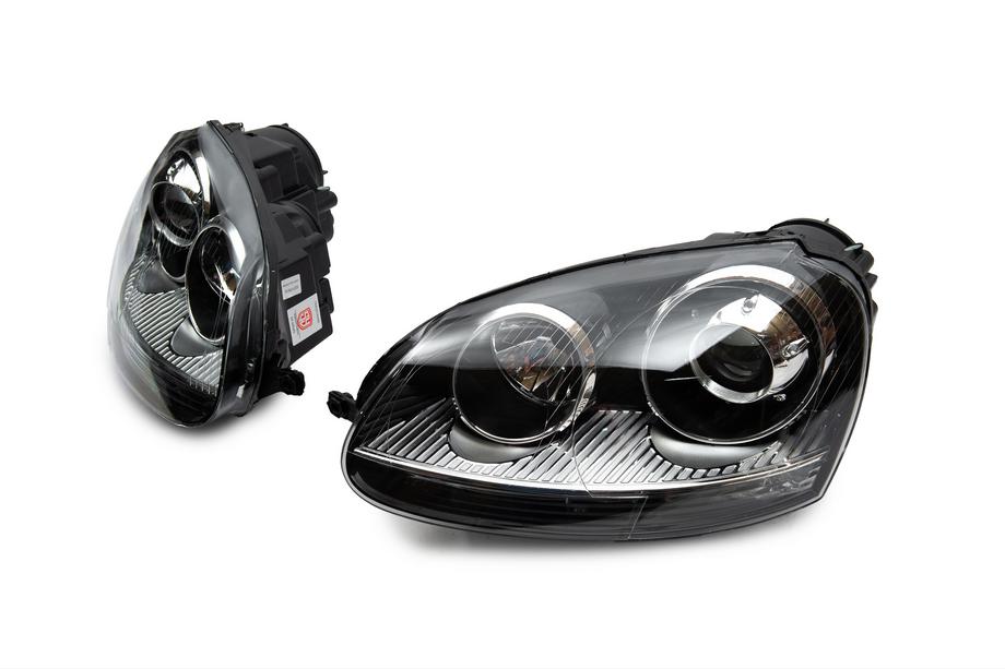 Volkswagen Golf 5 2003-2009 Reflektory przednie z soczewką Black (2 szt.) Image