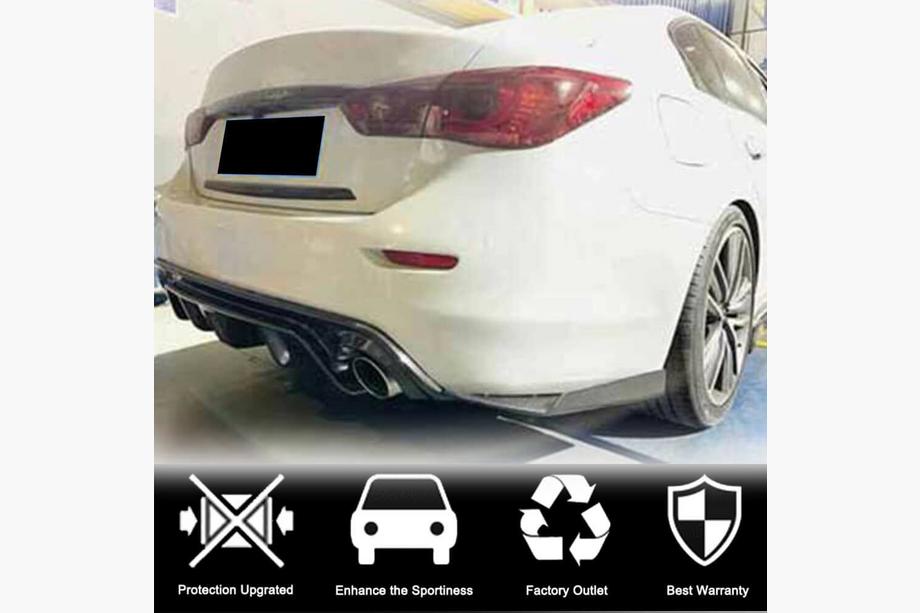 Infiniti Q50/Q60 2013-2024 Nakładki na tylny zderzak z karbonu do Q50 Base/Sport 2014-2017 Zdjęcia 2