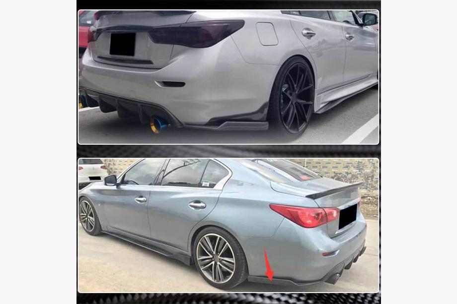 Infiniti Q50/Q60 2013-2024 Nakładki na tylny zderzak z karbonu do Q50 Base/Sport 2014-2017 Zdjęcia 4