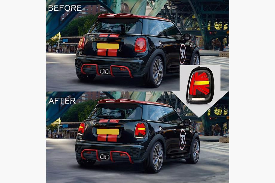 Mini Cooper F55/56/57 2014-2023 Tylne lampy LED w stylu Union Jack Red (2 szt) Image