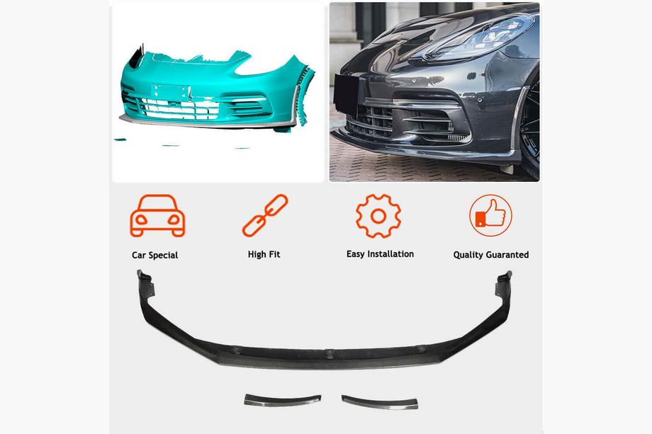 Porsche Panamera 2016-2023 Nakładka na Przedni Zderzak Lip (2016-2020, Carbon) Zdjęcia 2