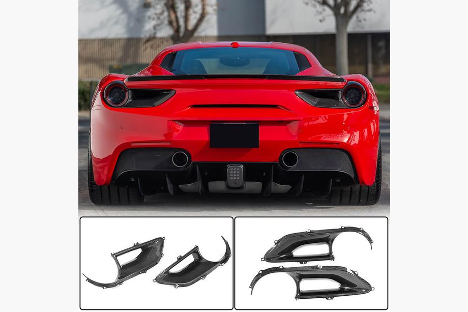 Ferrari 488 GTB 2015-2019 Nakładki na Tylne Lampy (2015-2017, Carbon) Zdjęcia 1