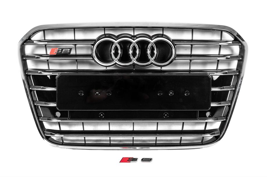 Audi A6 C7 2011-2017 Przedni czarny grill z chromowaną ramką S-style (2011-2014) Image