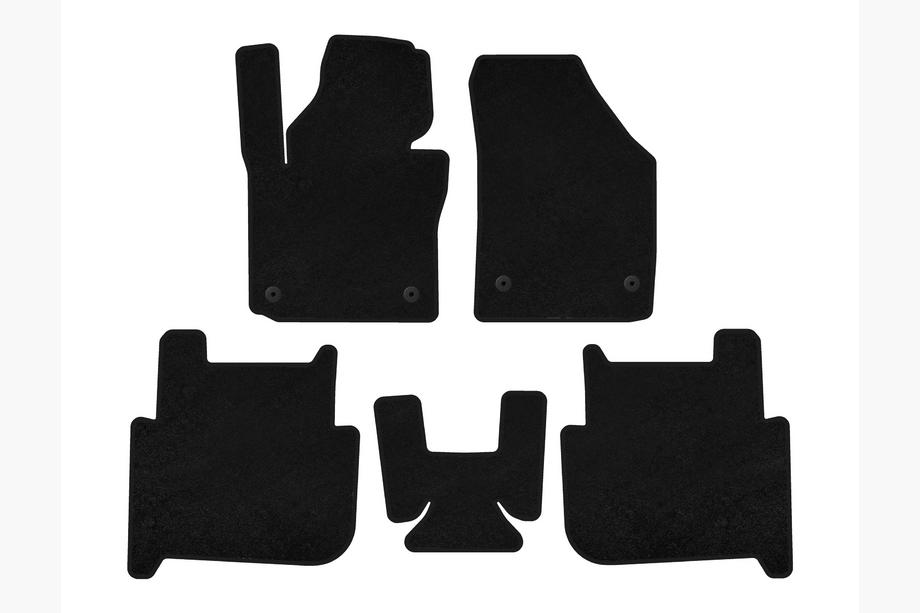 Volkswagen Touran 2003-2010 Dywaniki welurowe Deluxe (2 rzędy, 2006-2010, 7-osobowy, czarne) Image
