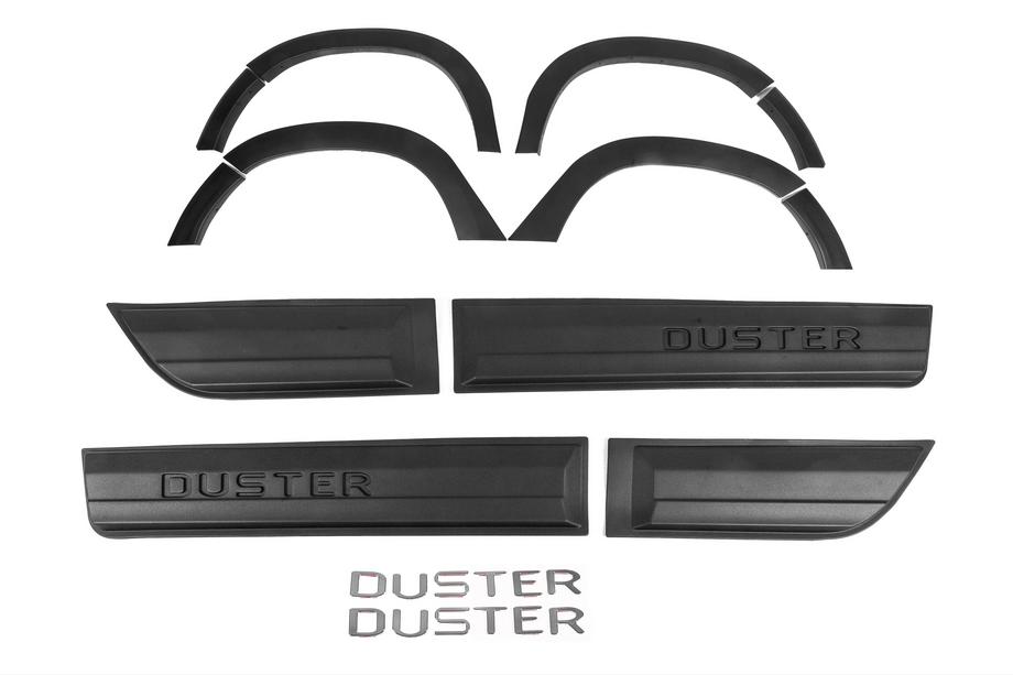 Dacia Duster 2018-2024 Nakładki na nadkola z listwami (12 szt., czarne ABS) Image