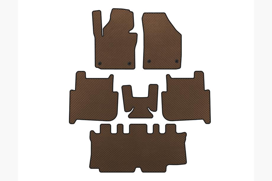 Volkswagen Touran 2003-2010 Dywaniki EVA (3 Rzędy, 2006-2010, 7-osobowy, Brązowe) Zdjęcia 1